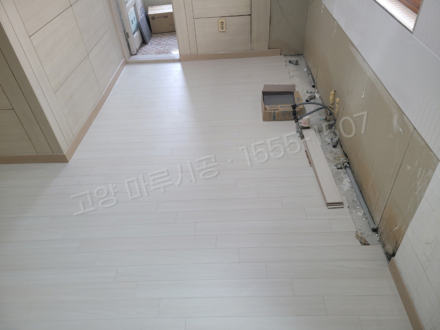 고양 일산동구 장항동 강마루 구정 강마루 아이리쉬화이트 바닥공사 마루시공업체 시공 후